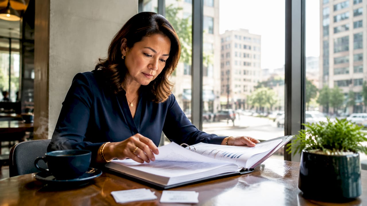 Financial advisor reviewing wealth management documents