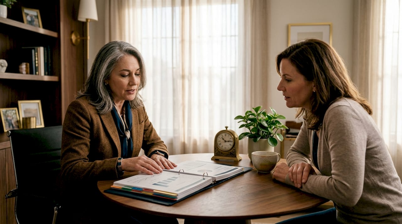 1783768563184_Financial-advisor-discussing-holistic-wealth-with-client Financial advisor discussing holistic wealth with client