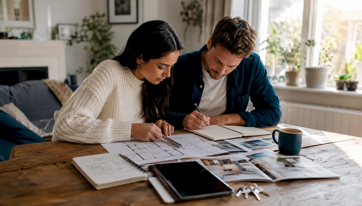 1784499421302_Couple-reviewing-London-property-plans Couple reviewing London property plans