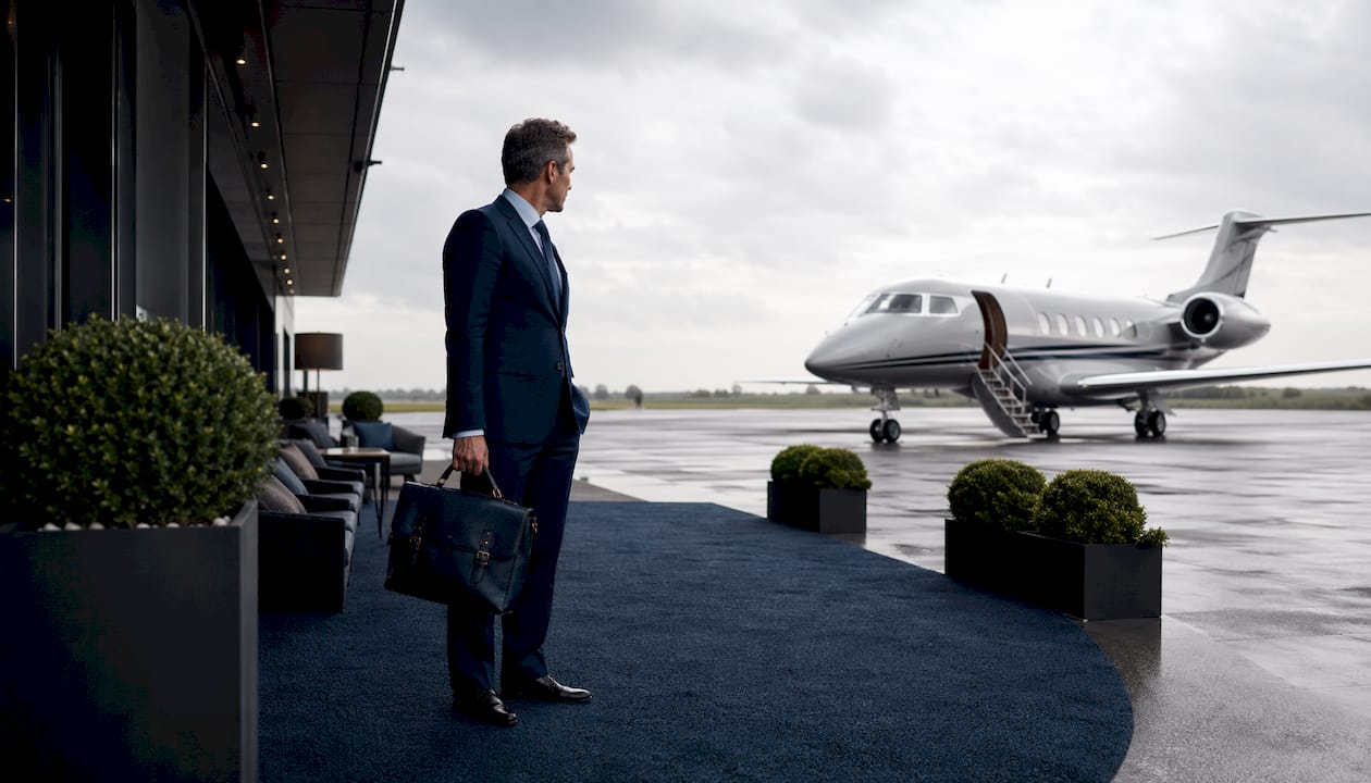 1784684529193_Businessman-at-UK-private-jet-terminal Businessman at UK private jet terminal