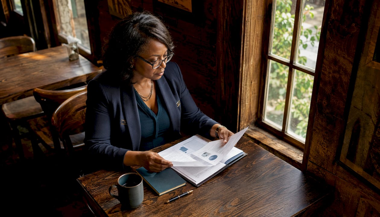 1784771099811_Financial-adviser-reviewing-wealth-preservation-documents Financial adviser reviewing wealth preservation documents