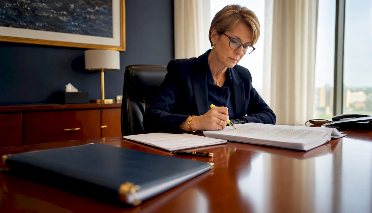 Solicitor reviewing fiduciary duty document
