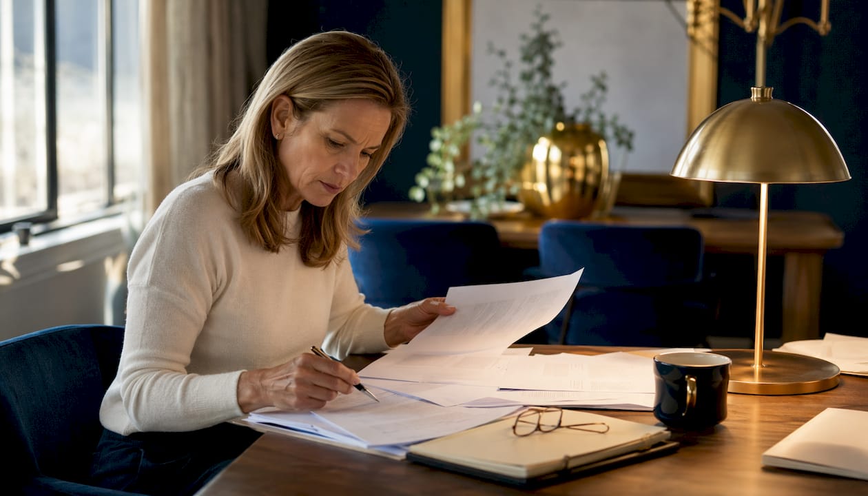 Woman reviewing estate planning documents